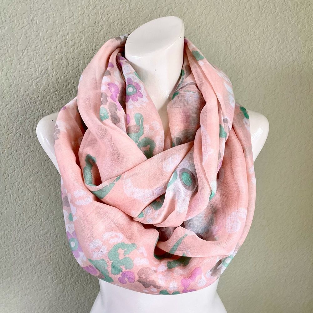 LOF Pastel Floral Infinity Scarf, NWT